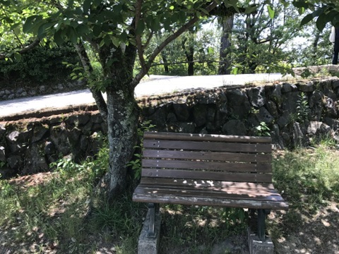 Bench and stone wall photographed during the Uji research visit